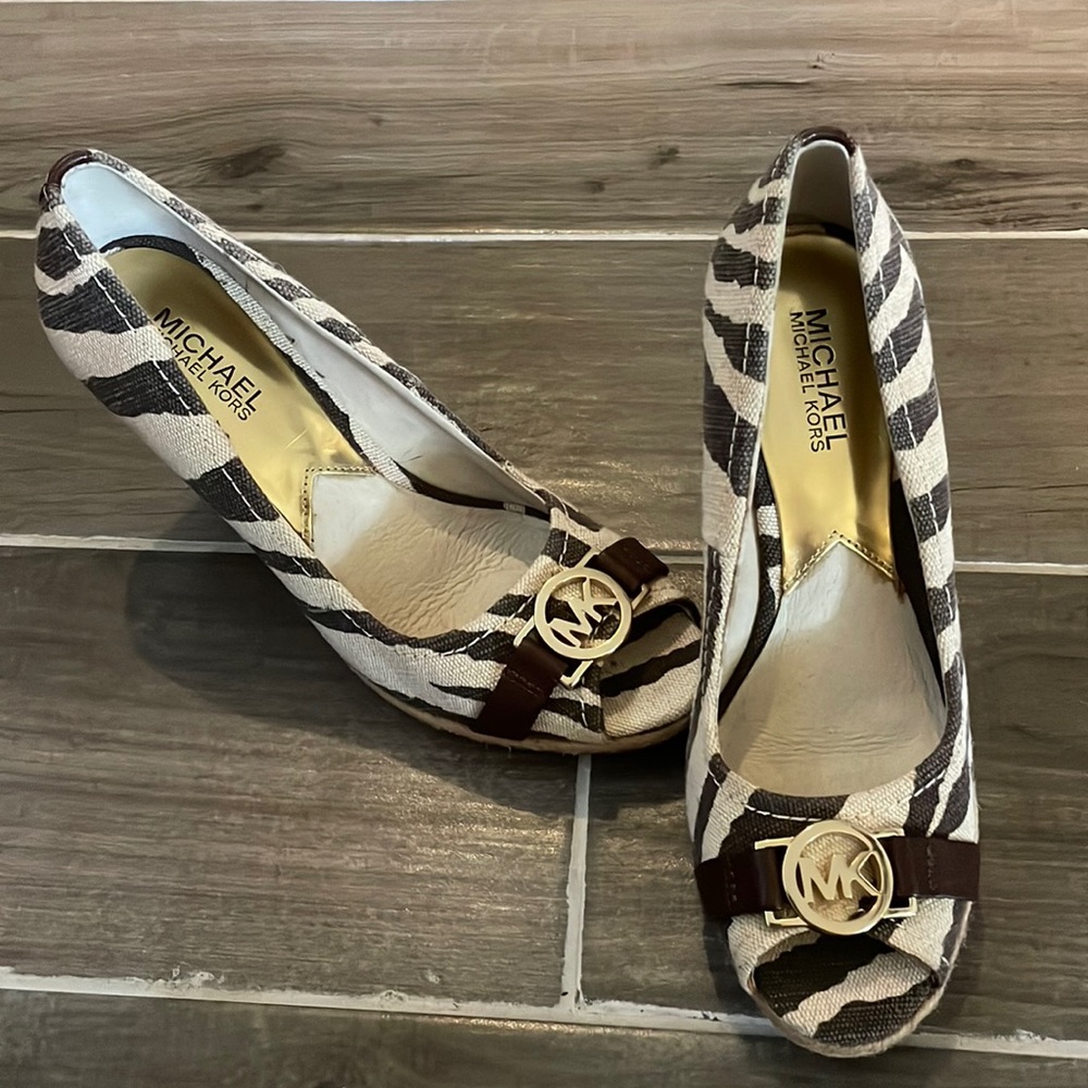 Michael Kors zebra print wedges straight from my closet.